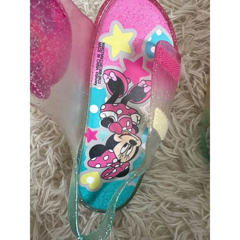 Kids Disney Minnie Mouse Daisy Duck Jelly Sandals Glitter Pink Aqua Size 11 NWOT